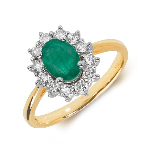 4 Prong Oval Yellow Gold Flower halo diamond and Naturally Mined Diamond Engagement Rings