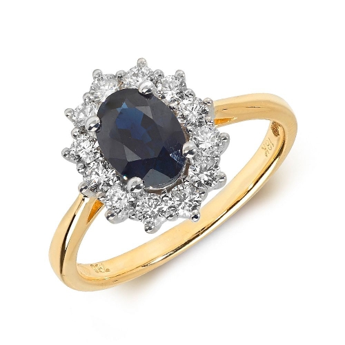 4 Prong Oval Yellow Gold Flower halo diamond and Naturally Mined Diamond Gemstone Engagement Rings