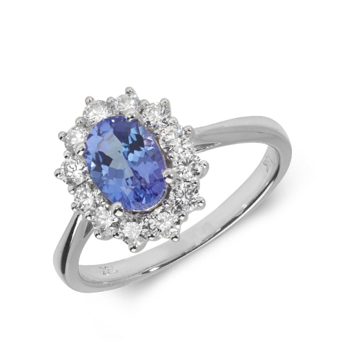 Gemstone Ring With 1ct Oval Shape Blue Topaz and Diamonds