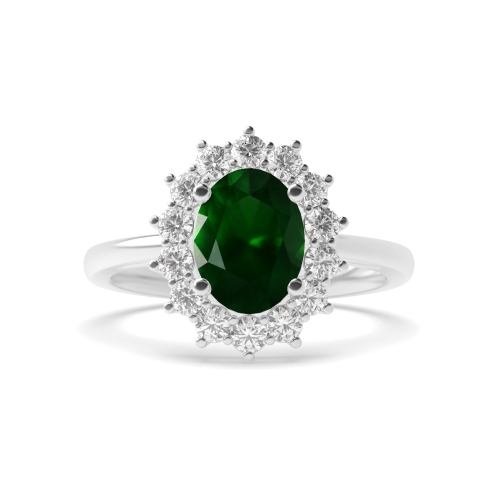 Gemstone Ring With 1.5ct Oval Shape Emerald and Diamonds