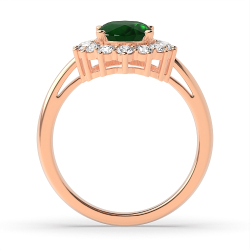 4 Prong Oval Rose Gold Halo flower style diamond and Lab Grown Diamond Gemstone Engagement Rings