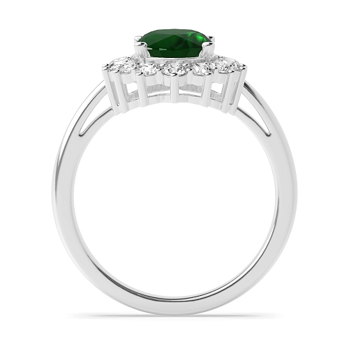 4 Prong Oval Halo flower style diamond and Lab Grown Diamond Gemstone Engagement Rings