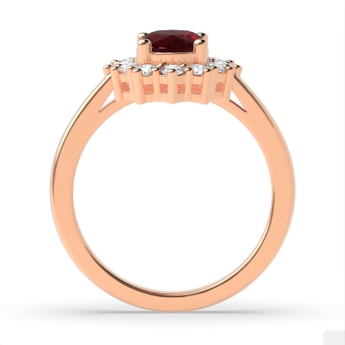 4 Prong Oval Rose Gold Halo flower style diamond and Naturally Mined Diamond Gemstone Engagement Rings