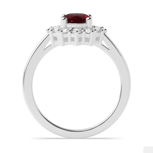 4 Prong Oval Halo flower style diamond and Naturally Mined Diamond Gemstone Engagement Rings