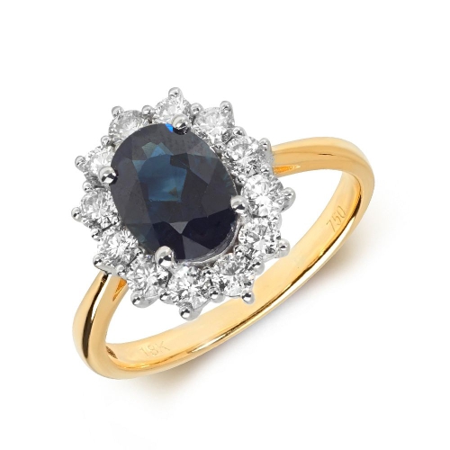       Gemstone Ring With 1.5Ct Oval Shape Blue Sapphire And Diamonds
