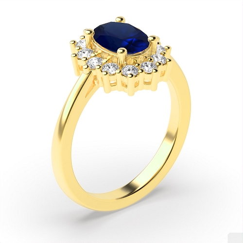 4 Prong Oval Yellow Gold Mid century Naturally Mined Diamond Gemstone Engagement Rings