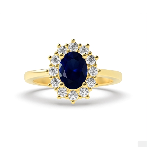 4 Prong Oval Yellow Gold Mid century Naturally Mined Diamond Gemstone Engagement Rings