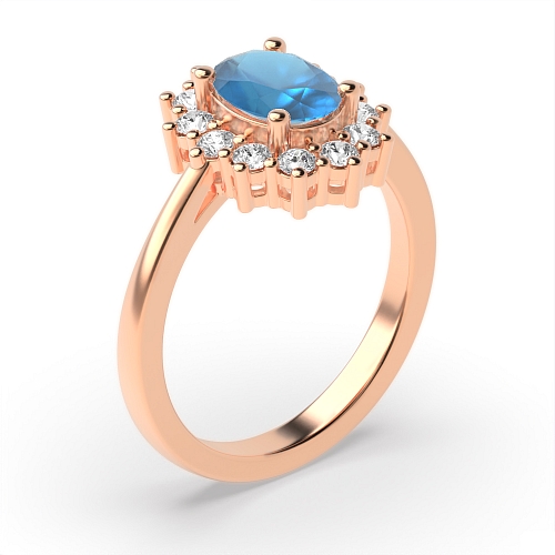 4 Prong Oval Rose Gold Dawn veil Naturally Mined Diamond Engagement Rings