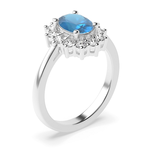 4 Prong Oval Dawn veil Naturally Mined Diamond Gemstone Engagement Rings