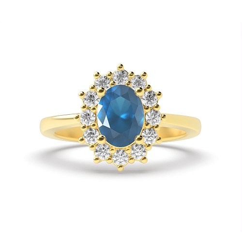 4 Prong Oval Yellow Gold Dawn veil Naturally Mined Diamond Engagement Rings