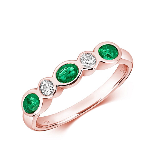 Bezel Setting Oval Rose Gold 5 stone round diamond and Lab Grown Diamond Rings