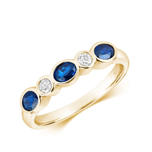 Purchase Bezel Set Five Diamond And Sapphire Rings - Abelini