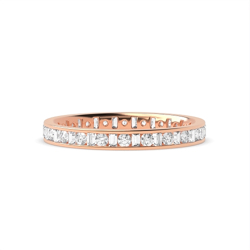Channel Setting Round/Baguette Rose Gold Infinity Full Eternity Diamond Rings