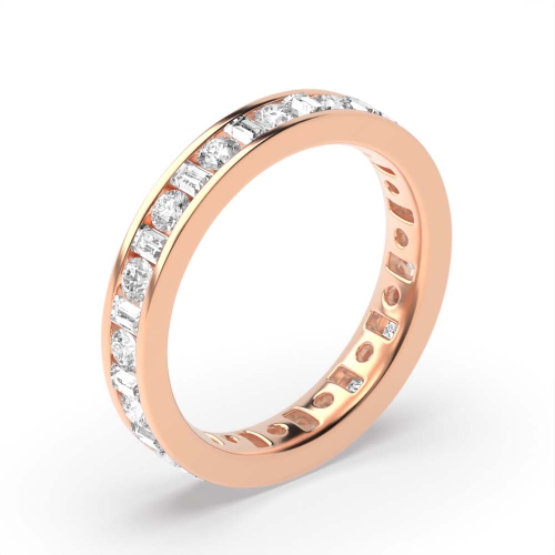 Channel Setting Round/Baguette Rose Gold Infinity Full Eternity Wedding Band