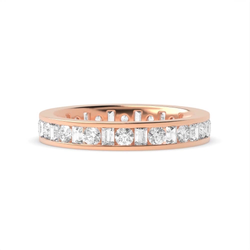 Channel Setting Round/Baguette Rose Gold Infinity Full Eternity Wedding Band