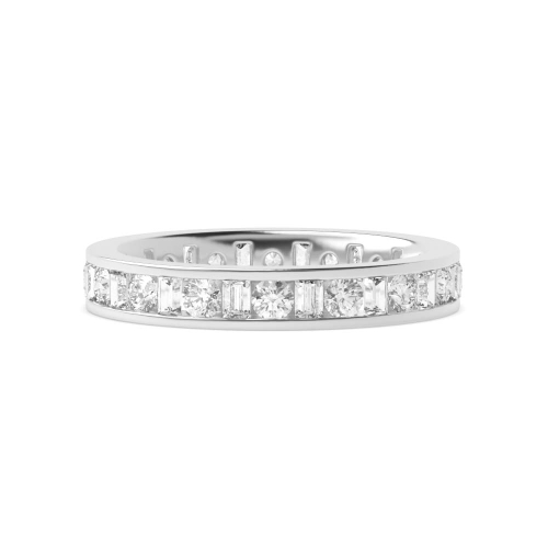 Channel Setting Round/Baguette White Gold Full Eternity Diamond Ring