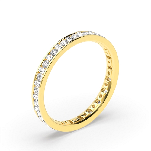 Channel Setting Round/Baguette Yellow Gold Infinity Band Diamond Rings