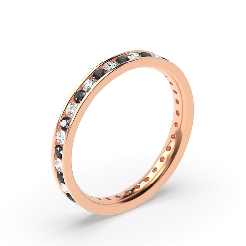 Channel Setting Round Rose Gold And white alternate Lab Grown Full Eternity Diamond Rings