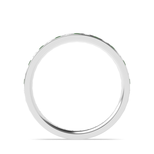 Channel Setting Round Emerald Full Eternity Diamond Ring