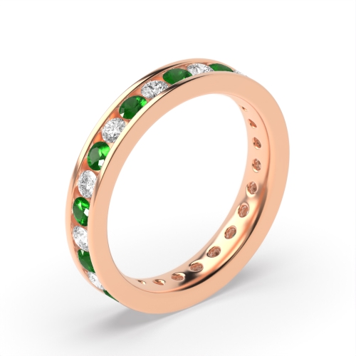 Channel Setting Round Rose Gold And diamond Lab Grown Full Eternity Diamond Rings