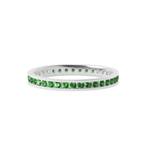 Channel Setting Full Eternity Gemstone Emerald Rings (Available in 2.5mm to 3.5mm)