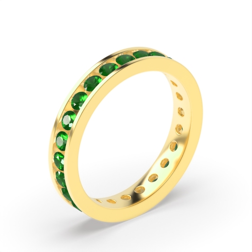        Channel Setting Full Eternity Gemstone Emerald Rings (Available in 2.5mm to 3.5mm)