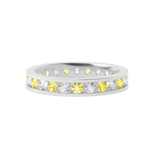 Channel Setting Round White Gold With alternate colored lab Full Eternity Diamond Rings