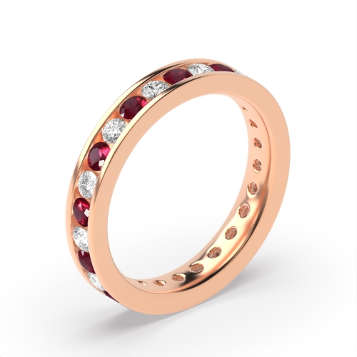 Channel Setting Round Rose Gold And diamond Lab Grown Full Eternity Diamond Rings