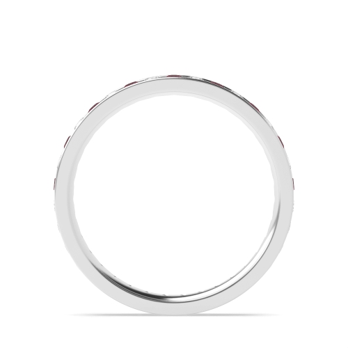 Channel Setting Round And diamond Ruby Diamond Rings