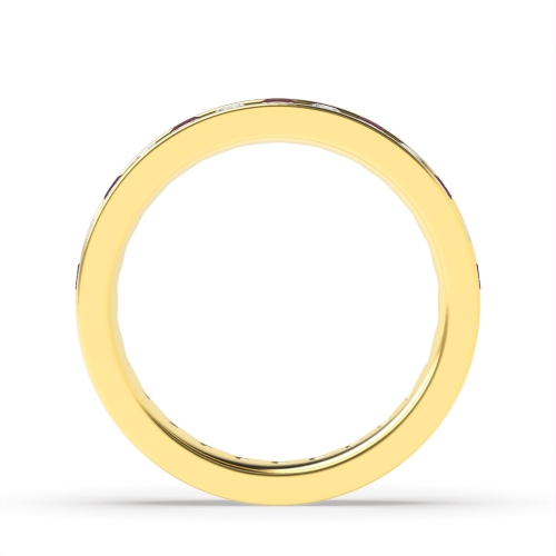 Channel Setting Round Yellow Gold And diamond Lab Grown Diamond Rings