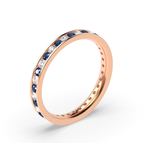 Channel Setting Round Rose Gold And diamond Lab Grown Diamond Rings