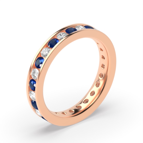 Channel Setting Round Rose Gold and diamond Naturally Mined Diamond Full Eternity Wedding Band