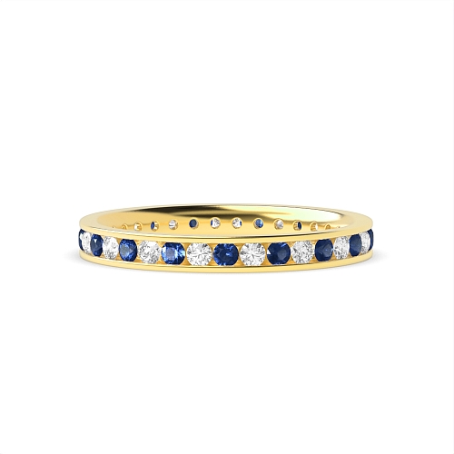 Channel Setting Round Yellow Gold And diamond Lab Grown Diamond Rings