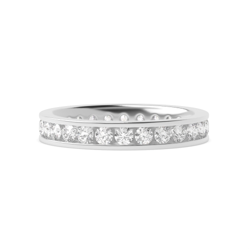 Channel Setting Round Silver Full Eternity Diamond Ring