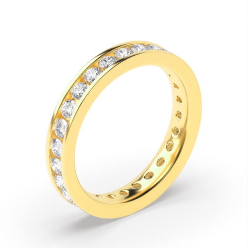 Channel Setting Round Yellow Gold Full Eternity Diamond Ring