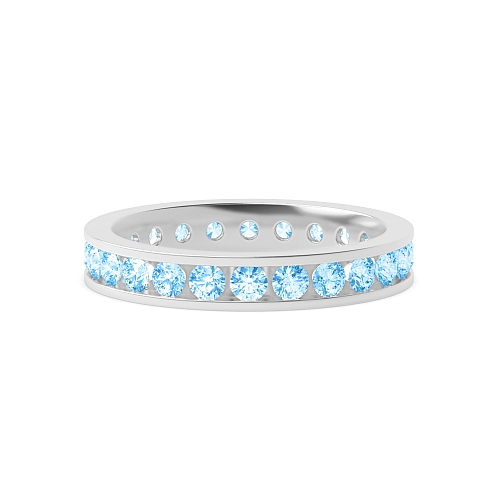 Channel Setting Round timeless Blue Lab Grown Diamond Rings