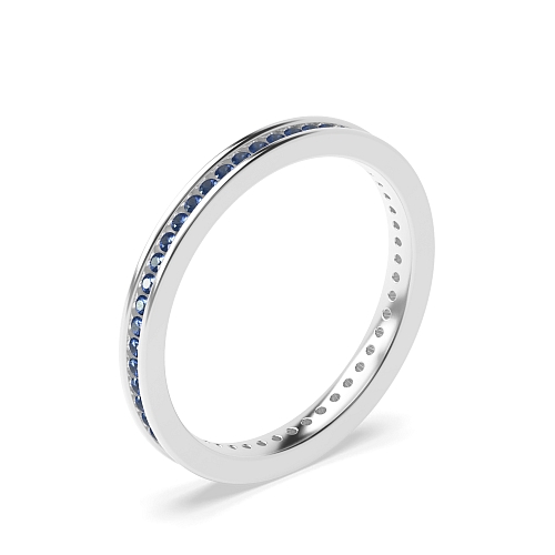 Channel Setting Round timeless Blue Sapphire Band Diamond Rings