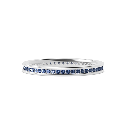 Channel Setting Round timeless Blue Sapphire Band Diamond Rings