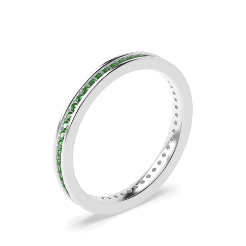 Channel Setting Round timeless Emerald Diamond Rings