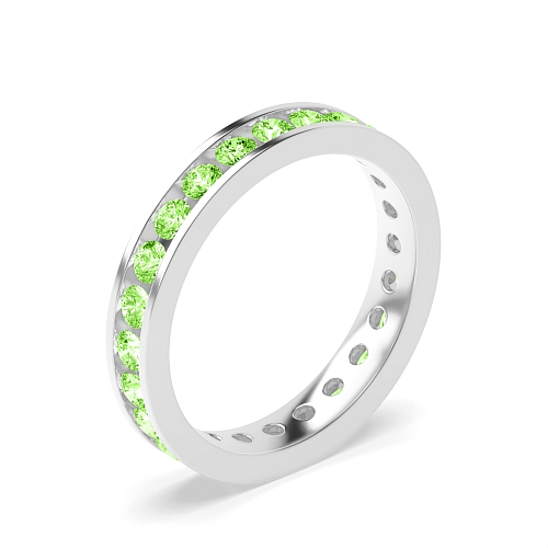 Channel Setting Round timeless Green Lab Grown Band Diamond Rings