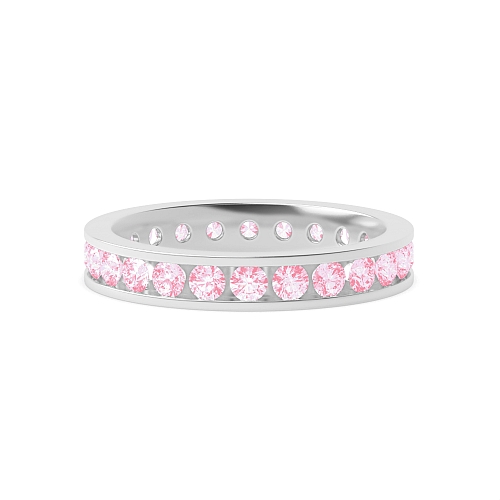 Channel Setting Round timeless Pink Lab Grown Band Diamond Rings