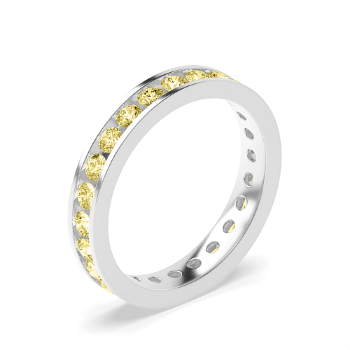 Channel Setting Round timeless Yellow Lab Grown Band Diamond Rings
