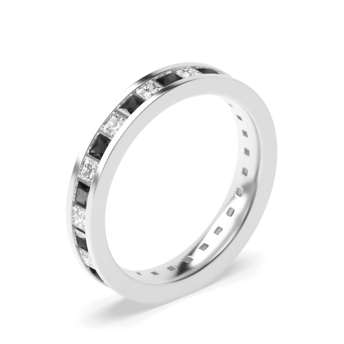 Channel Setting Round Full Eternity Black and White Diamond Rings (Available in 2.5mm to 3.5mm)