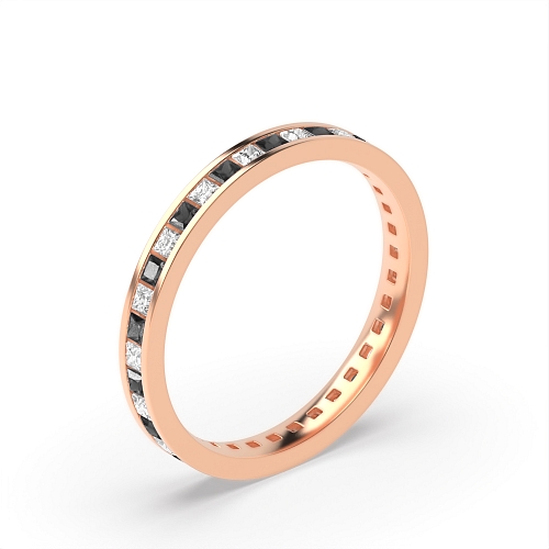 Channel Setting Princess Rose Gold And white Lab Grown Diamond Rings