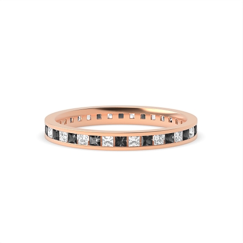 Channel Setting Princess Rose Gold And white Lab Grown Diamond Rings