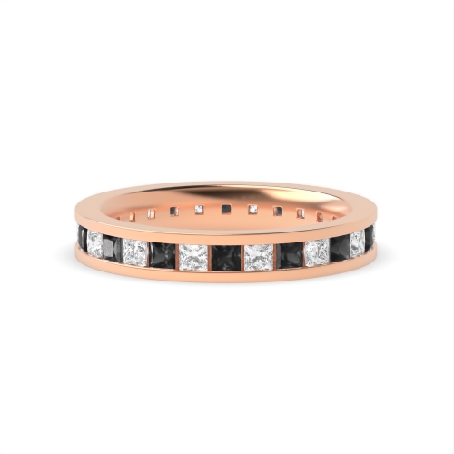 Channel Setting Princess Rose Gold And white Lab Grown Full Eternity Diamond Rings
