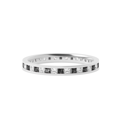 Channel Setting Princess and white Naturally Mined Full Eternity Diamond Ring