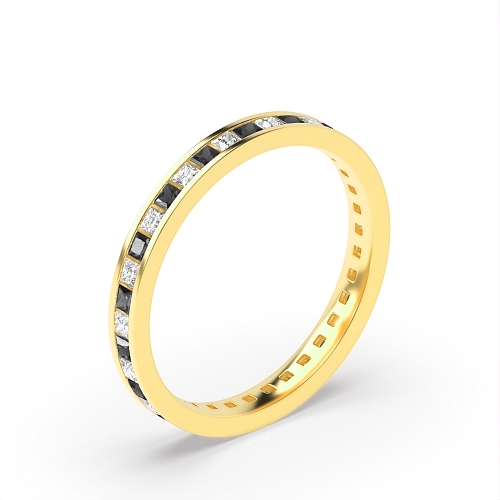 Channel Setting Princess Yellow Gold And white Lab Grown Diamond Rings
