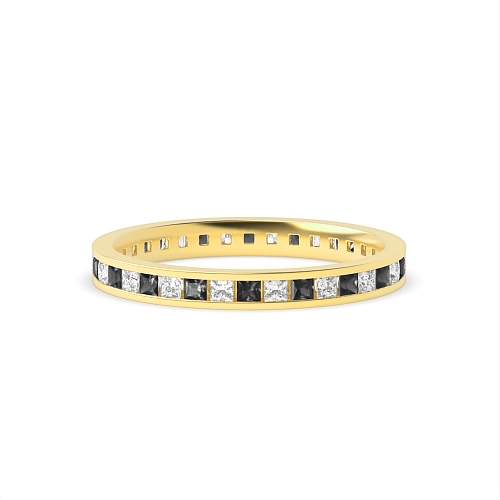 Channel Setting Princess Yellow Gold And white Lab Grown Diamond Rings