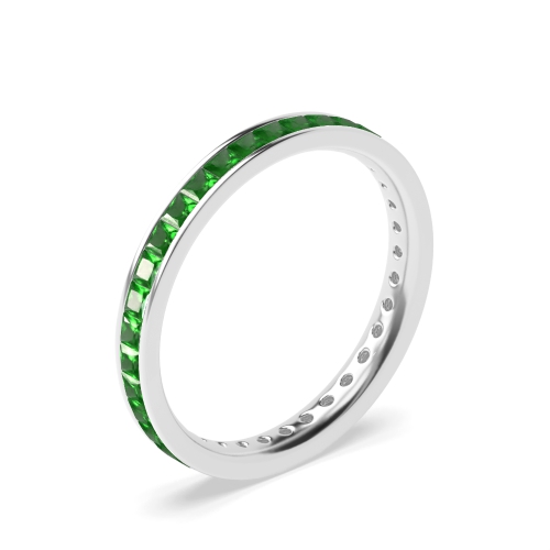 Channel Setting Princess Full Eternity Emerald Ring (Available in 2.5mm to 3.5mm)